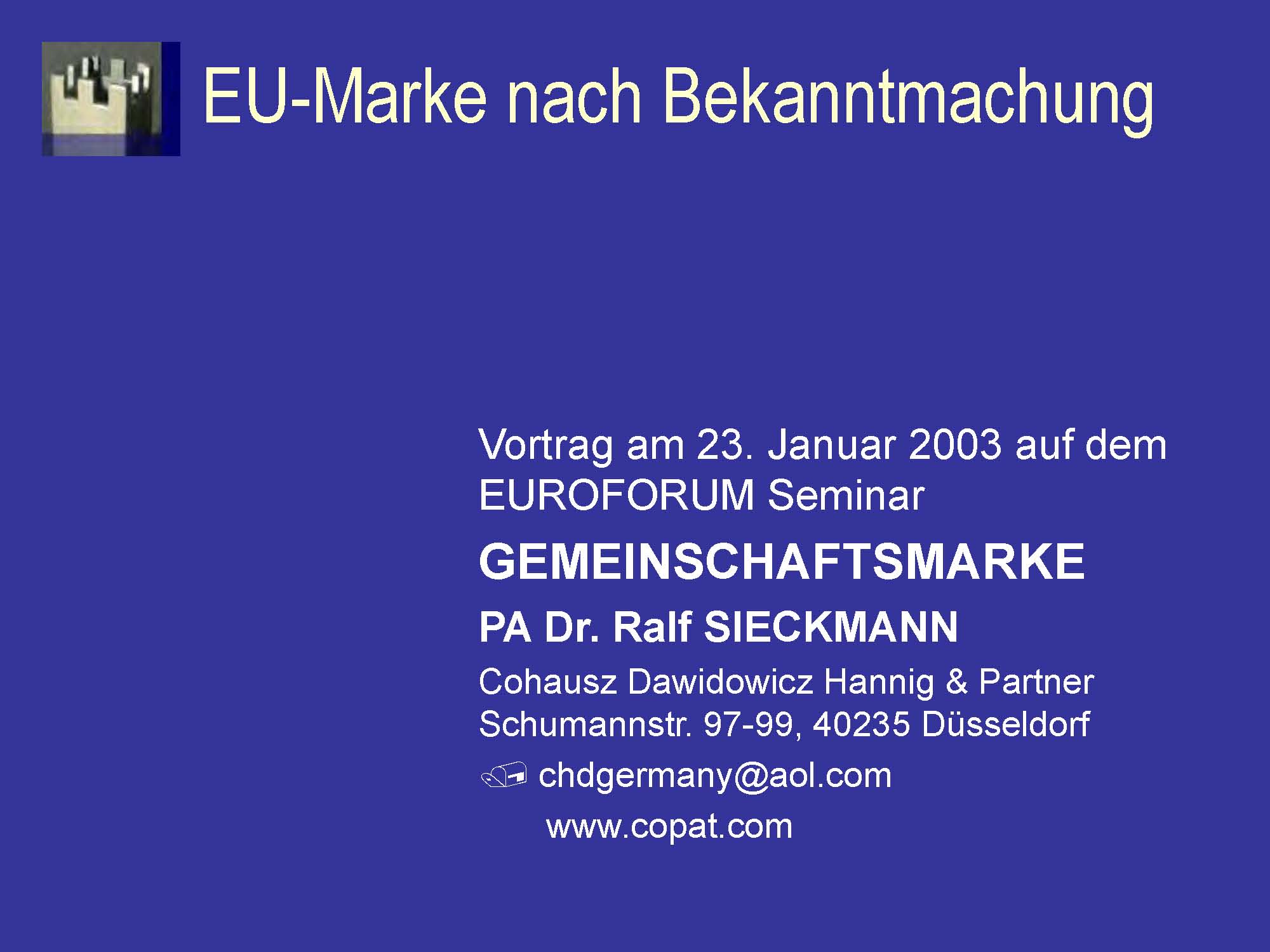 Cover zu Amtliche Verfahren bei Gemeinschaftsmarken nach der Bekanntmachung (Euroforum)