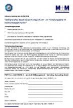 Intensiv-Seminar "Erfolgreiches Beschwerdemanagement, ein Handlungsfeld?" am 05.06.2014