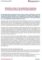 Erhebliche Lücken in der praktischen Umsetzung der Kundenorientierung bei Finanzdienstleistern